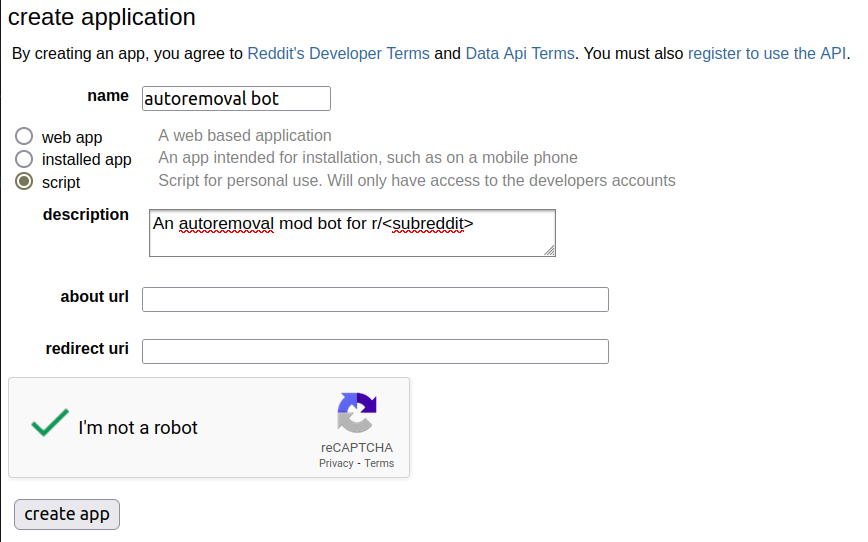 Image of creating app