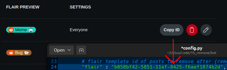 Getting template id